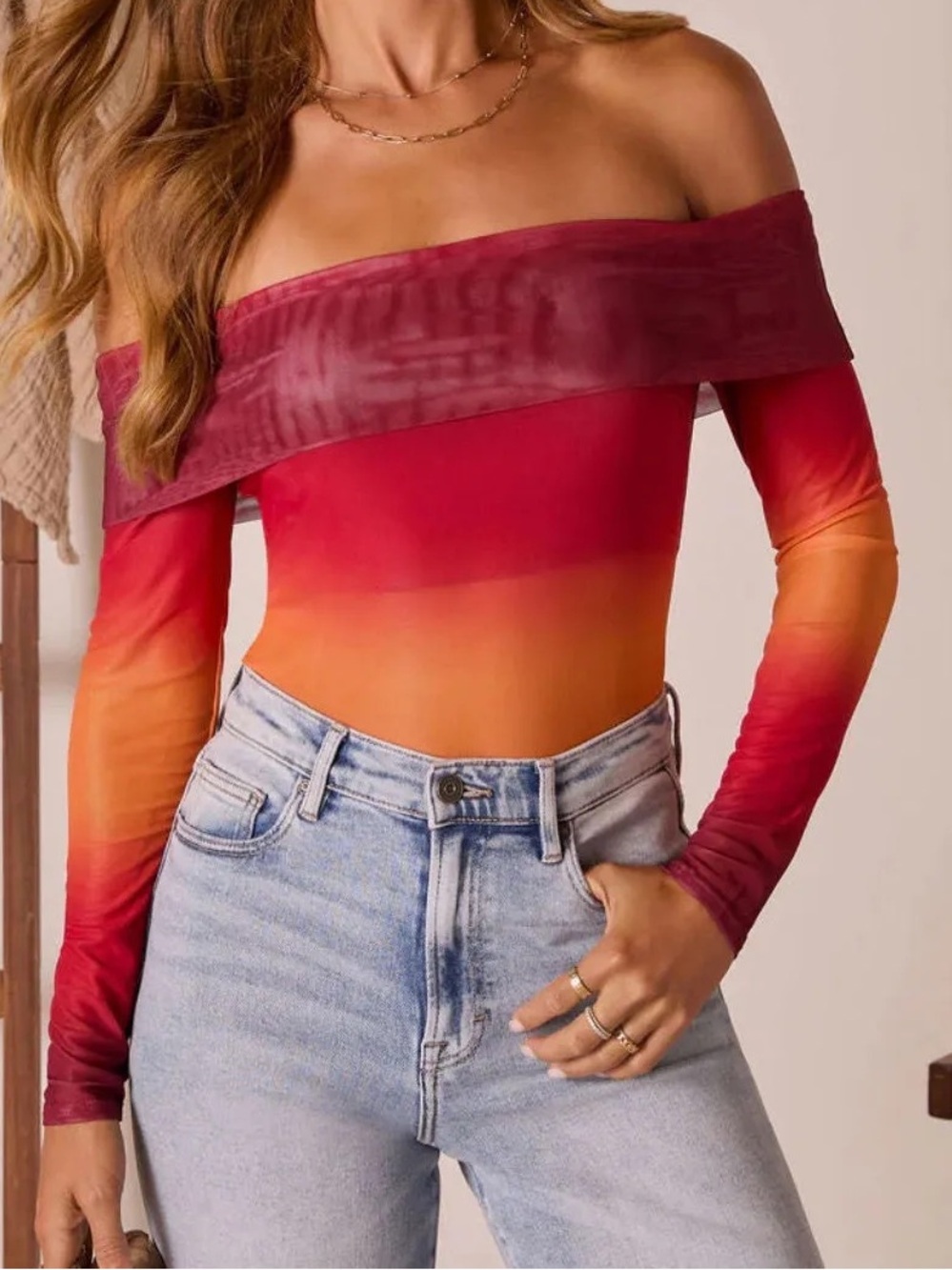 Vici First Kiss Off-Shoulder Ombre Top : Small